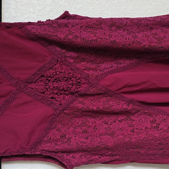 Entro Maroon Lace Ruffle Dress S - Picture 5 of 7